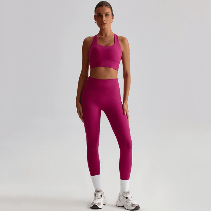 Seamless Backless Yoga Set — 2-Piece Sports Bra & High Waist Leggings - HealthWealthLiving