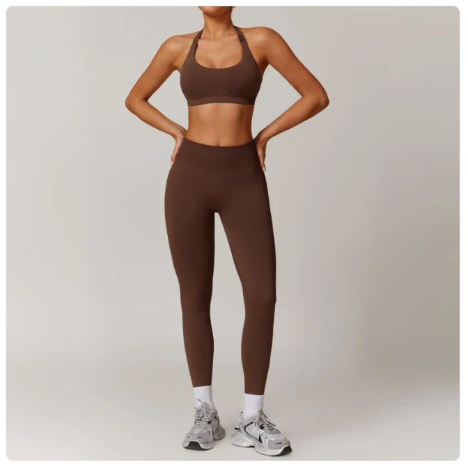 Seamless Backless Yoga Set — 2-Piece Sports Bra & High Waist Leggings