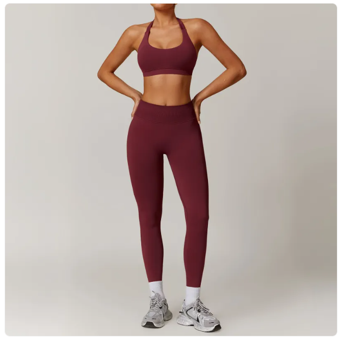 Seamless Backless Yoga Set — 2-Piece Sports Bra & High Waist Leggings