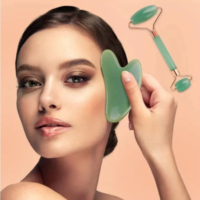 Jade Gua Sha Roller Set
