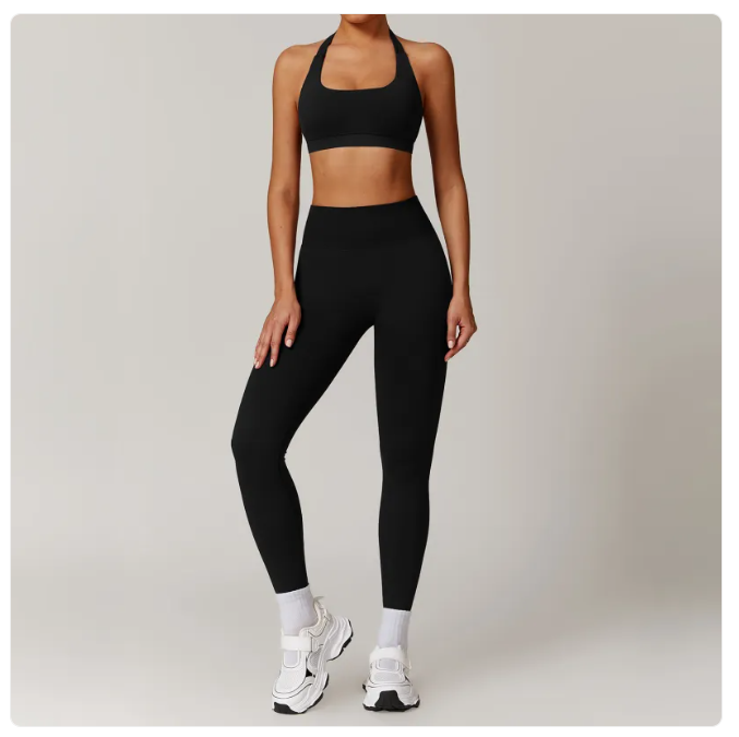 Seamless Backless Yoga Set — 2-Piece Sports Bra & High Waist Leggings