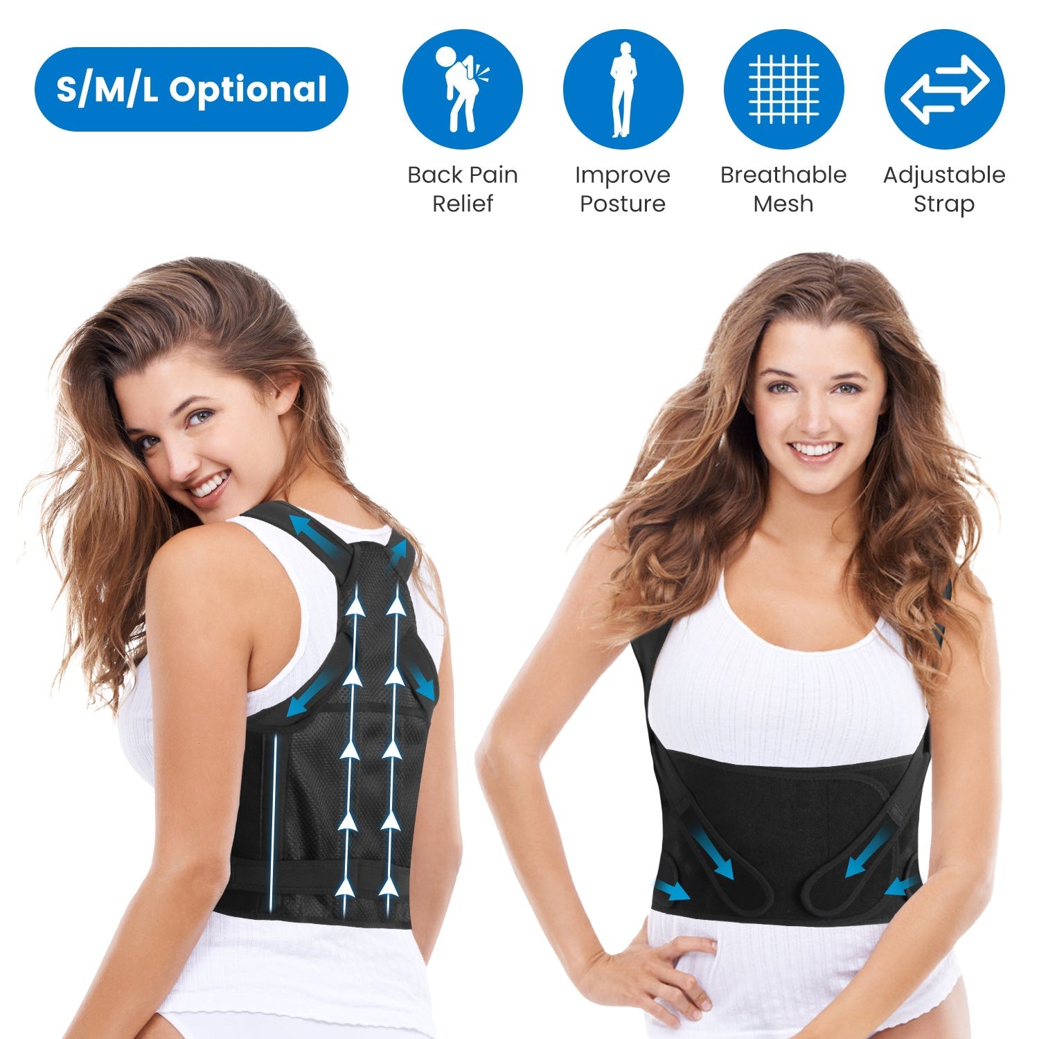 Posture Corrector Back Brace — Adjustable Support for Men & Women