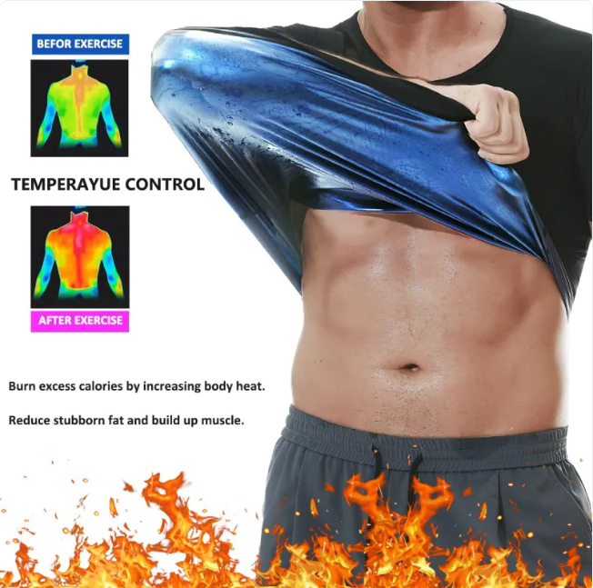 Men's Sauna Suit Compression Top — Sweat Enhancing Workout Shirt