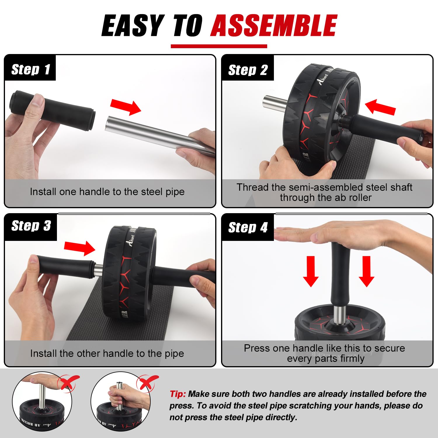 Ab Roller Wheel with Knee Pad | Core & Abdominal Strength Training | Home Gym