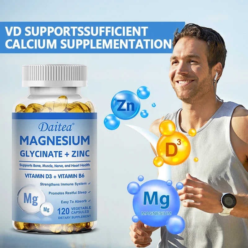 Magnesium Glycinate + Zinc Capsules — Muscle, Nerve, Joint & Heart Health Support