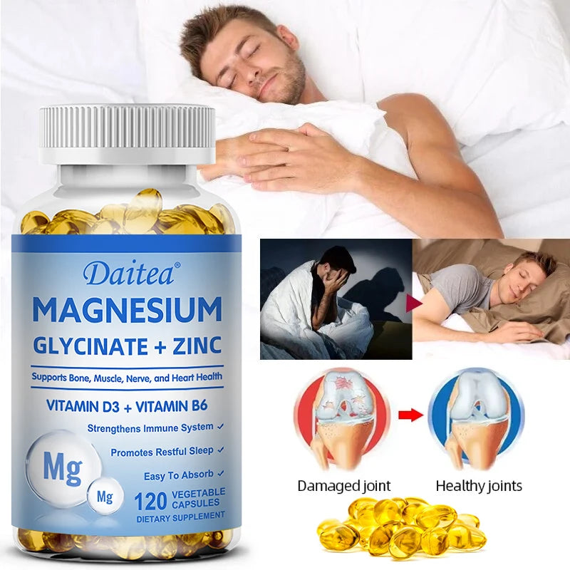 Magnesium Glycinate + Zinc Capsules — Muscle, Nerve, Joint & Heart Health Support