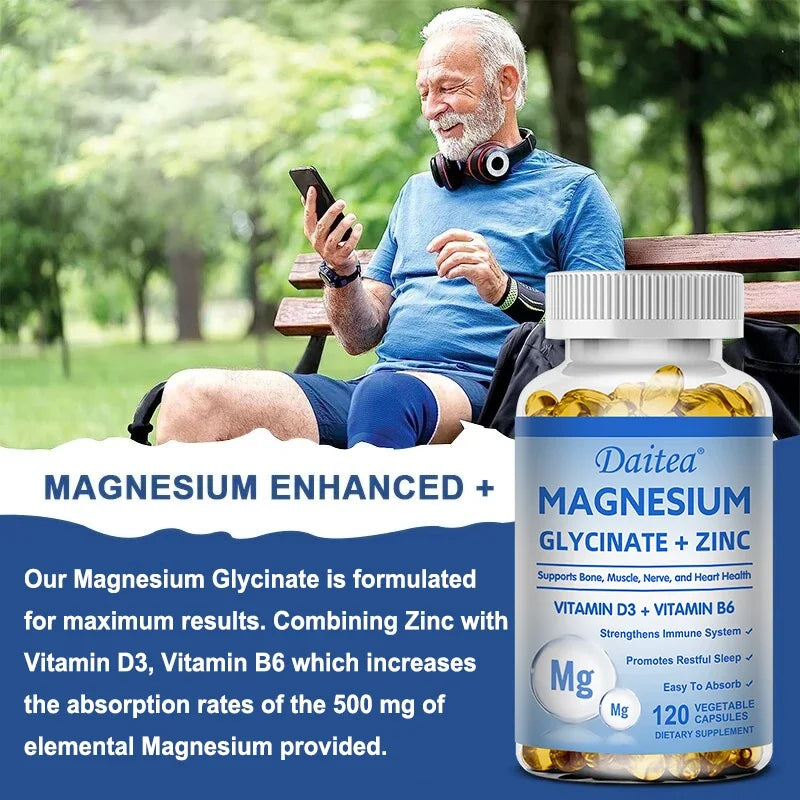 Magnesium Glycinate + Zinc Capsules — Muscle, Nerve, Joint & Heart Health Support