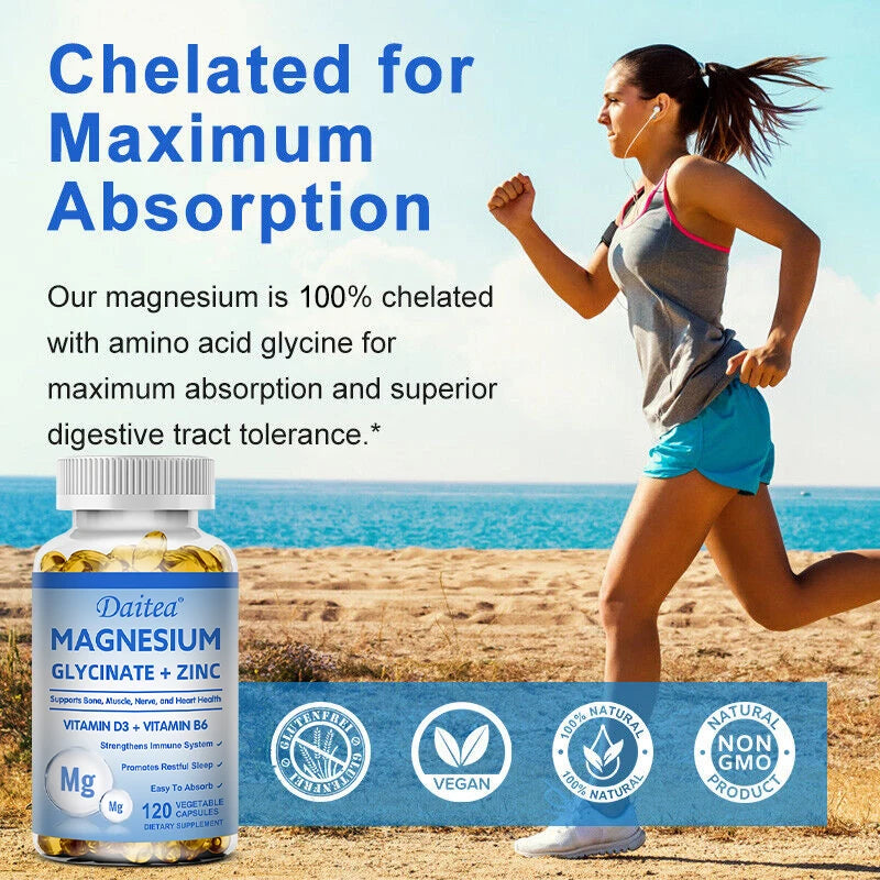 Magnesium Glycinate + Zinc Capsules — Muscle, Nerve, Joint & Heart Health Support