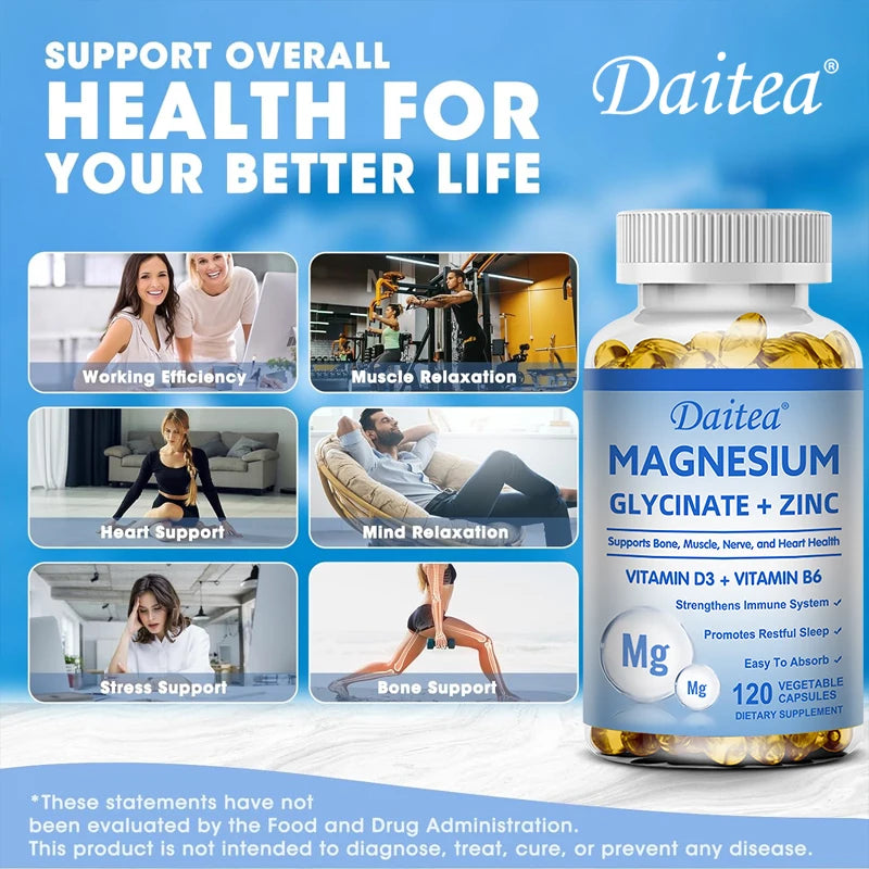Magnesium Glycinate + Zinc Capsules — Muscle, Nerve, Joint & Heart Health Support
