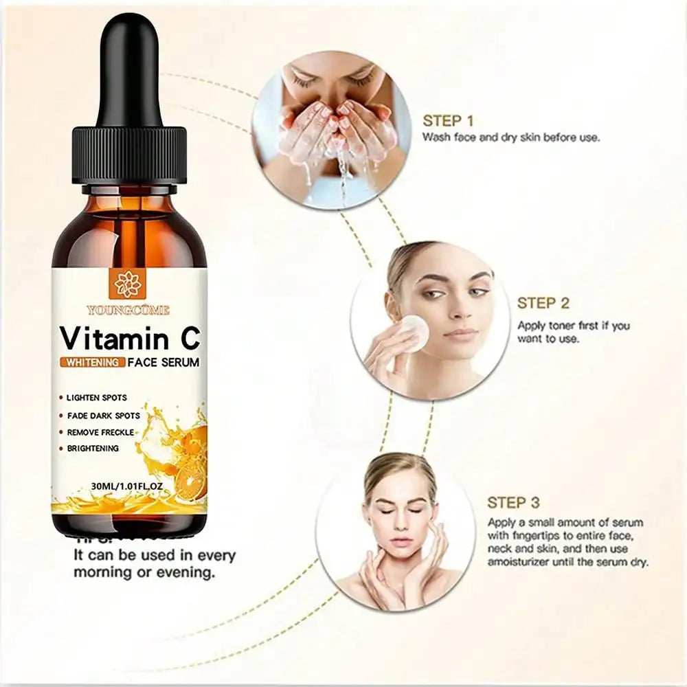 Vitamin C Brightening Face Serum 30ml — Dark Spot Remover, Hydrating & Anti-Aging