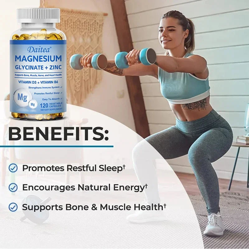 Magnesium Glycinate + Zinc Capsules — Muscle, Nerve, Joint & Heart Health Support
