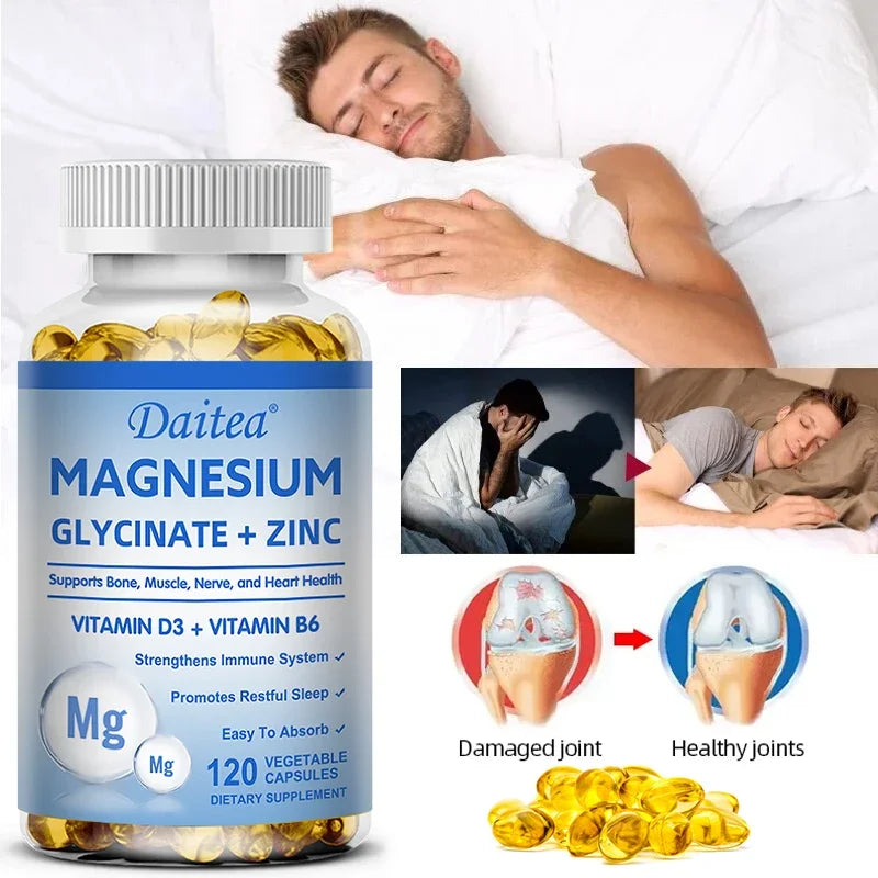 Magnesium Glycinate + Zinc Capsules — Muscle, Nerve, Joint & Heart Health Support