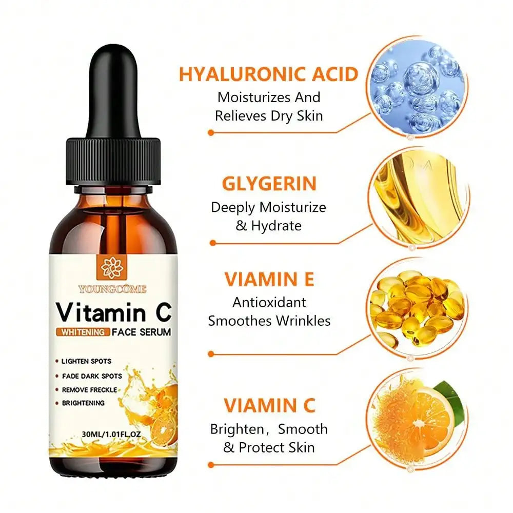 Vitamin C Brightening Face Serum 30ml — Dark Spot Remover, Hydrating & Anti-Aging