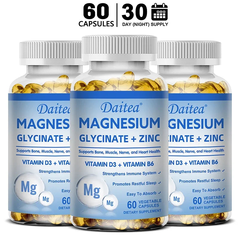 Magnesium Glycinate + Zinc Capsules — Muscle, Nerve, Joint & Heart Health Support
