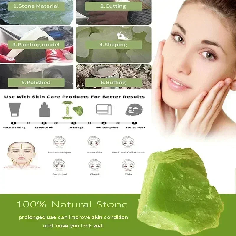Jade Face Roller & Gua Sha Set — Natural Stone Facial Massage & Skin Lifting Tool