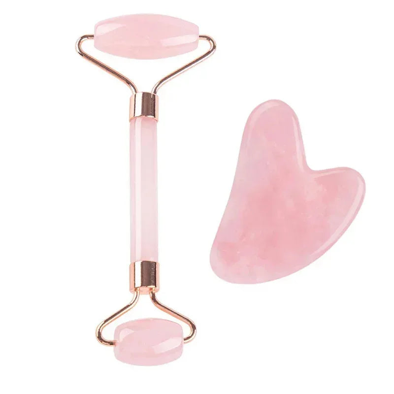 Jade Face Roller & Gua Sha Set — Natural Stone Facial Massage & Skin Lifting Tool