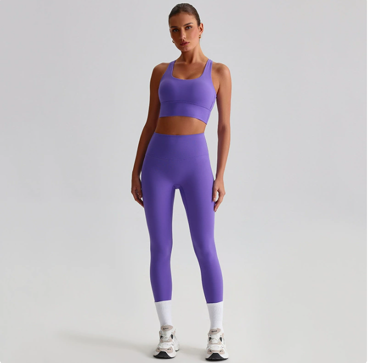 Seamless Backless Yoga Set — 2-Piece Sports Bra & High Waist Leggings