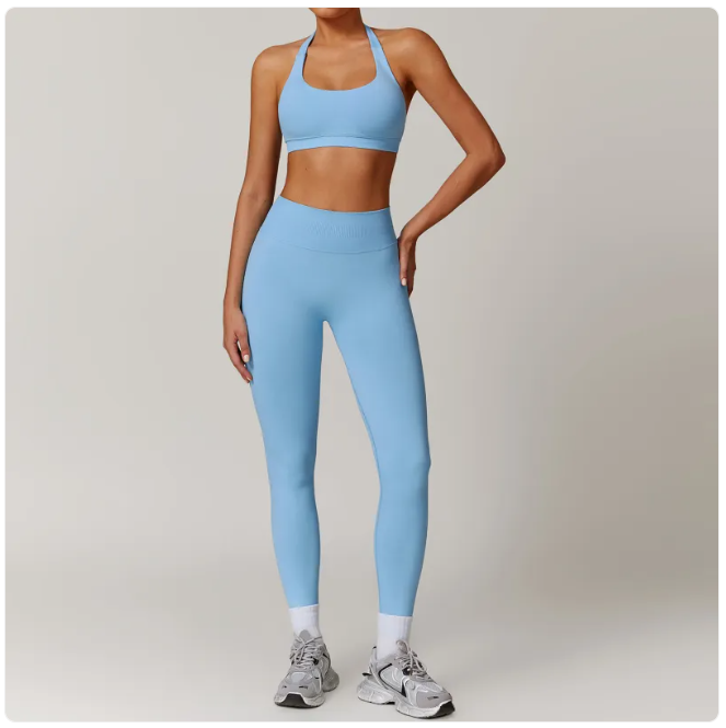 Seamless Backless Yoga Set — 2-Piece Sports Bra & High Waist Leggings