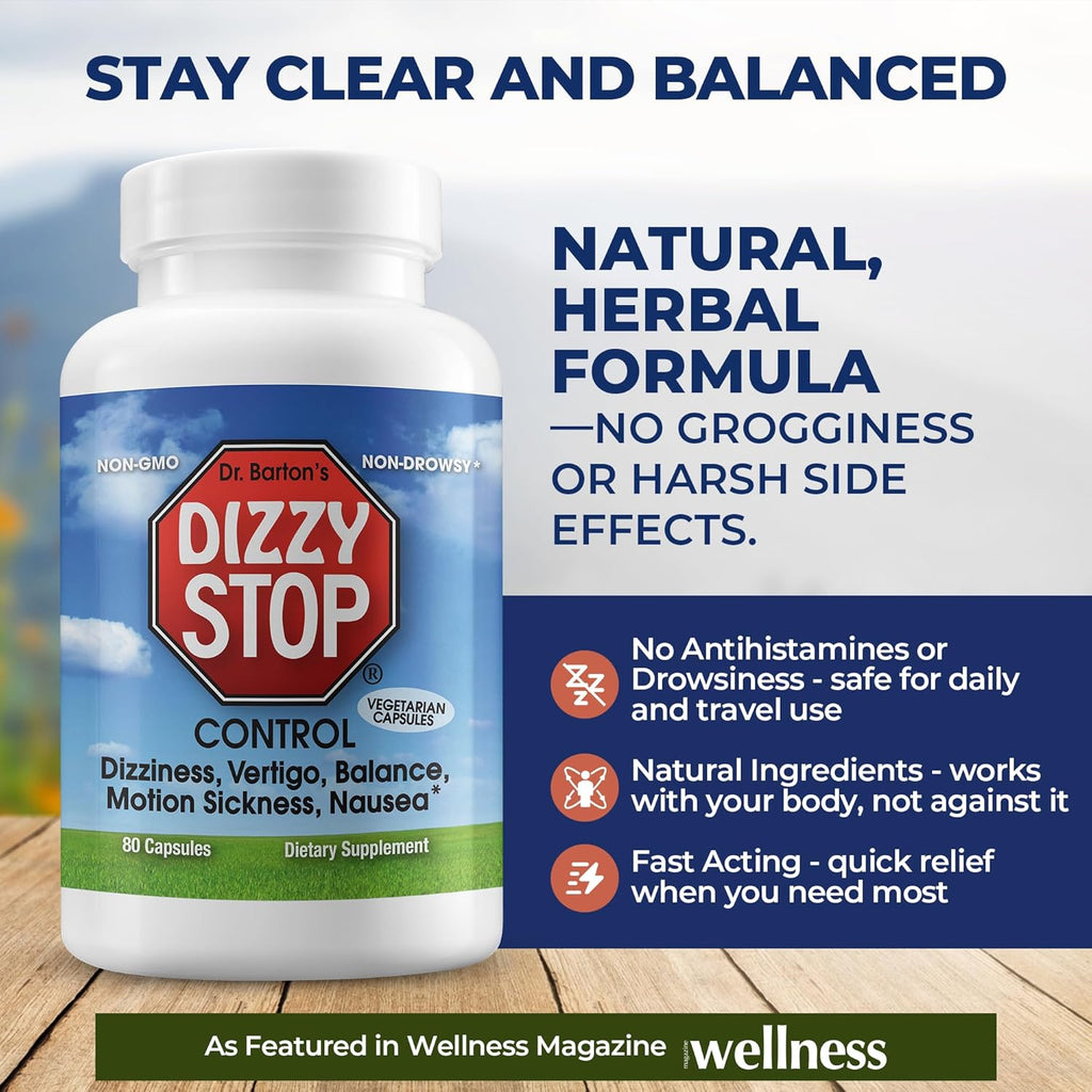 Dizzy Stop by Dr. Barton's – Non-Drowsy Vertigo, Dizziness & Balance Support