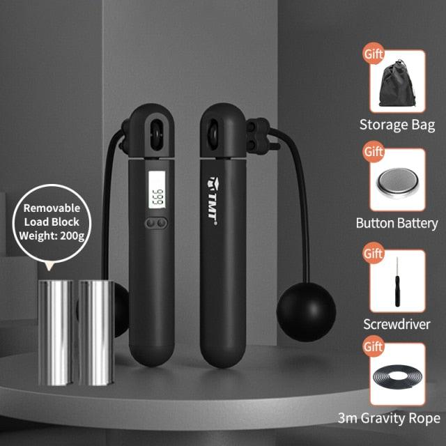 Smart Digital Jump Rope — Adjustable Length, Calorie Counter, Weighted Handle Option